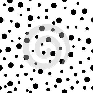 Dotted seamless pattern. Black Polka Dot on white background Background. Vector illustration. Monochrome minimalist graphic design