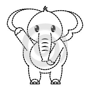 Dotted shape adorable elephant wild animal with hand up