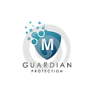 Dotted Shield Letter M Logo.