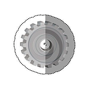 Dotted sticker gear wheel icon degraded