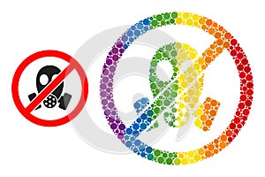 Dotted Stop Gasmask Collage Icon of Rainbow Spheric Dots