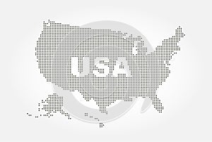 Dotted style map of USA and text