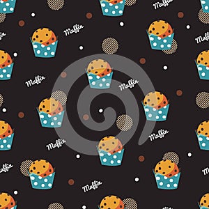 Dotted Temptations Chocolate Chip Muffin Fiesta Vector Pattern