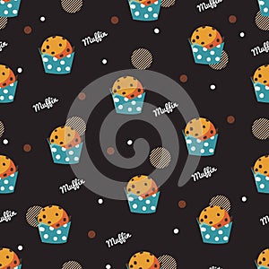 Dotted Temptations Chocolate Chip Muffin Fiesta Vector Pattern photo