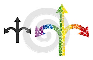 Dotted Triple Bifurcation Arrow Composition Icon of Spectrum Circles