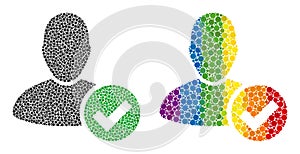 Dotted Valid User Mosaic Icon of LGBT-Colored Round Dots