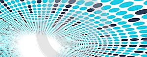 Dotted vector abstract background, blue dots in perspective flow, multimedia information theme, big data technology image, cool