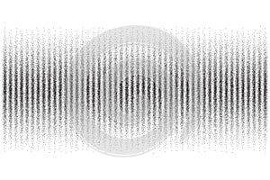 Dotted vector pattern. Halftone digital border. Circle and point grid. Audio music frequency graphic wave. Pixel