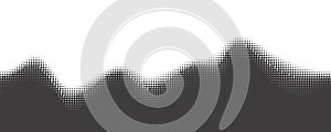 Dotted wave background. Halftone abstract vector gradient. Particle flow fade. Textured fluid effect. Dynamic design