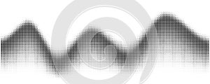 Dotted wave background. Halftone abstract vector gradient. Particle flow fade. Textured fluid effect. Dynamic design