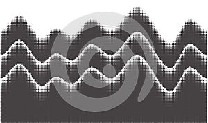 Dotted wave background. Halftone abstract vector gradient. Particle flow fade. Textured fluid effect. Dynamic design