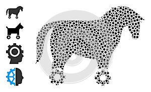 Dotted Wheeled Horse Composition of Rounded Dots and Other Icons
