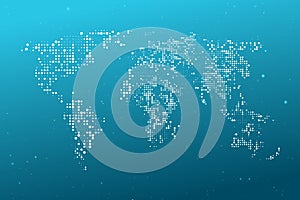 Dotted World map. Abstract computer graphic World map of blue round dots. Vector illustration