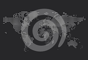 Dotted World map of square dots