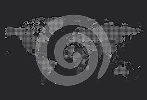 Dotted World map of square dots