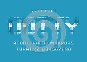 Dotty halftone display font design, alphabet, typeface, letters photo
