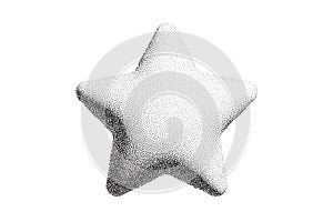 Dotwork 3d star background. Black noise stipple dots. Dotted star vector