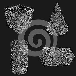Dotwork Halftone Vector Parallelepiped Icon