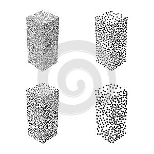 Dotwork Halftone Vector Parallelepiped Icon