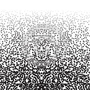 Dotwork noise gradient vector background. Black noise stipple dots. Sand grain effect. Abstract grunge spray banner