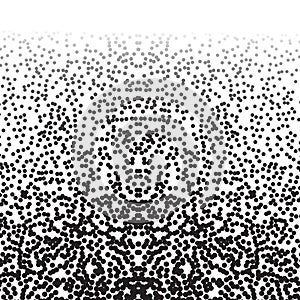 Dotwork noise gradient vector background. Black noise stipple dots. Sand grain effect. Abstract grunge spray banner