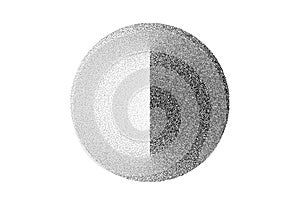 Dotwork Sphere abstract background. Black noise stipple dots circle. Dotted vector