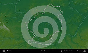 Douai outlined, France. Physical