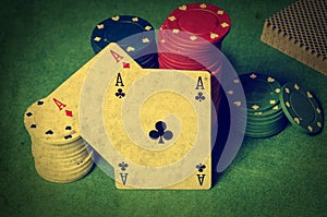 Double ace in poker photo