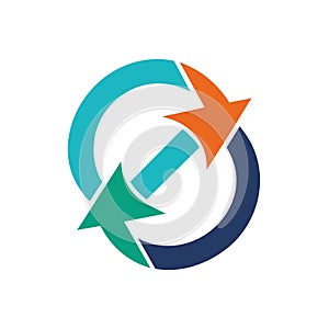 Double Arrow Forming a Loop Logo Vector