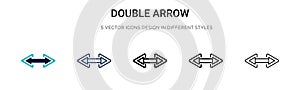 Double arrow icon in filled, thin line, outline and stroke style. Vector illustration of two colored and black double arrow vector