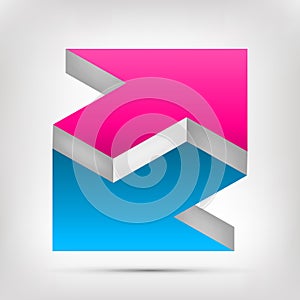 Double arrow. Unreal object. Color Pointer in two directions. Vector design element for you project