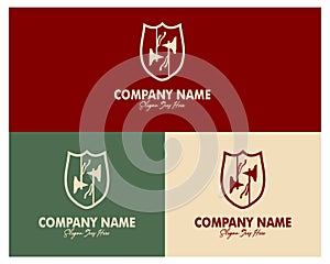 double ax and shield logo set. premium vector design. appear with several color choices.