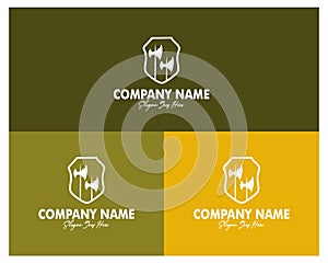 double ax and shield logo set. premium vector design. appear with several color choices.