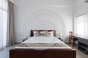 double bed in bedroom at home or motel hotel