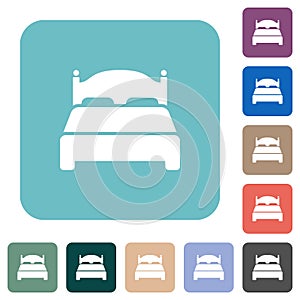 Double bed rounded square flat icons