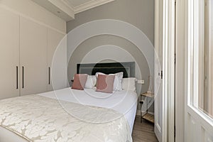 Double bedroom with modern decoration in vacation rental apartment