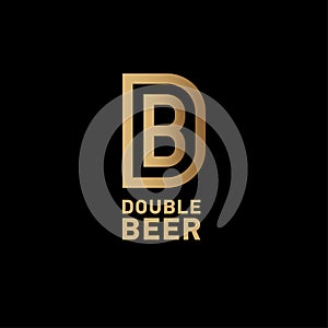 Double beer pub logo. Brewery emblem or sign. B letter inside D letter.