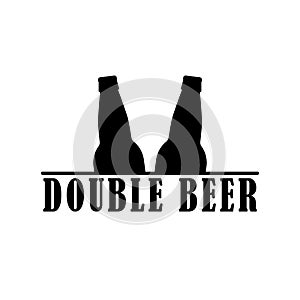 Double beer. Two beer bottles together. Editable isolated vector illustration, icon, logo and clipart.