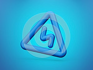 Double bend first to the left warning sign Blue 3d Icon 3d illustration