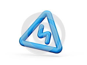 Double bend first to the left warning sign Blue 3d Icon 3d illustration