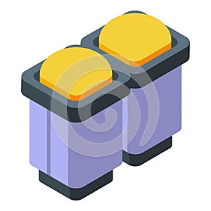 Double breadmaker icon isometric vector. Kitchen food