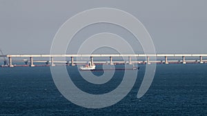 Double bridge (road and rail) across Kerch Strait photo
