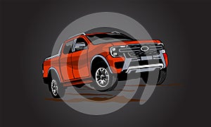 double cabin car, light truck vector illustration