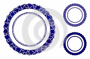 Double certificate rosette frame Composition Icon of Bumpy Elements