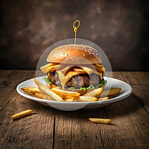 Double Cheeseburger Galaxy A Celestial Spread of Savory Delights on a Dark Field photo