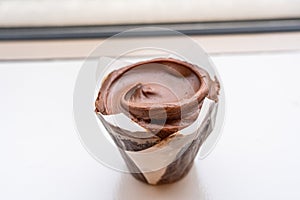 double chocolate cupcake, the chocolate frosting over chocolate cupcake