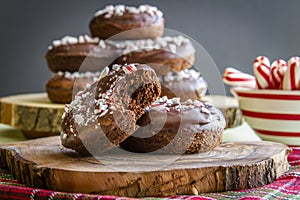 Double Chocolate Peppermint Iced Donuts