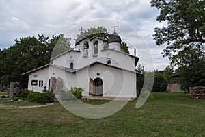 The double church of the Intercession and Nativity of the Holy Virgin at Prolom in Pskov city. It was constructed at the end of