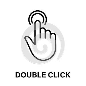 Double Click Gesture of Computer Mouse. Pointer Finger Black Line Icon. Cursor Hand Linear Pictogram. Press Tap Touch