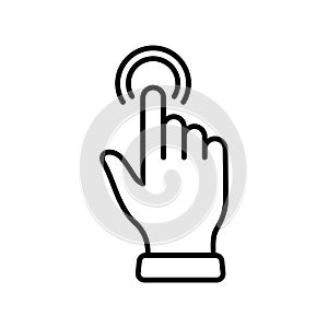 Double Click Gesture of Computer Mouse. Pointer Finger Black Line Icon. Cursor Hand Linear Pictogram. Press Tap Touch